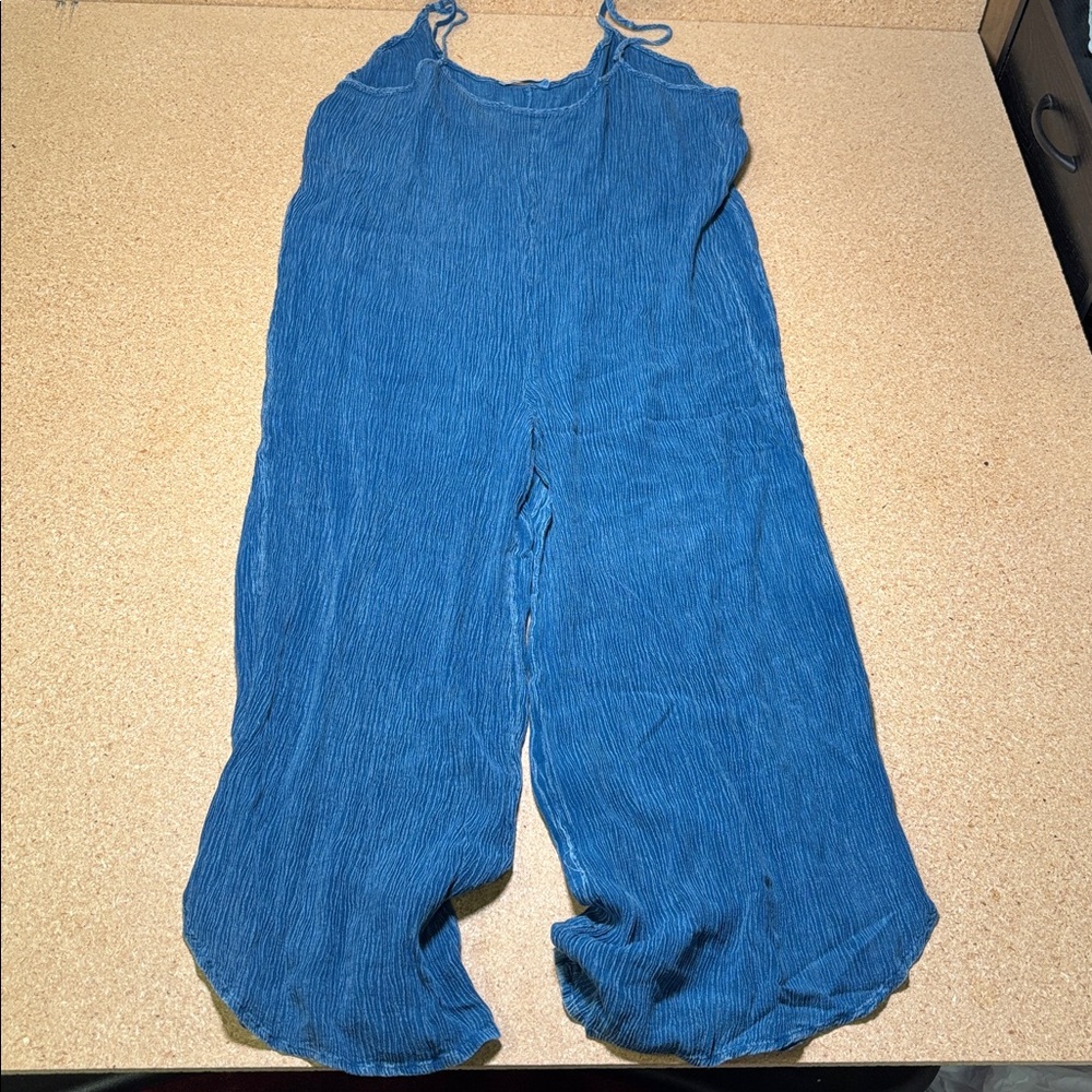 KIWI + PUNCH | flowy elastic high waist ruffle boho jumpsuit Size L H3